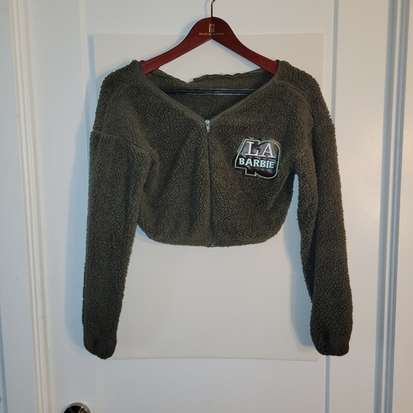 LA Barbie Croptop Zipper Sweater, Womens Medium - Picture 6 of 7